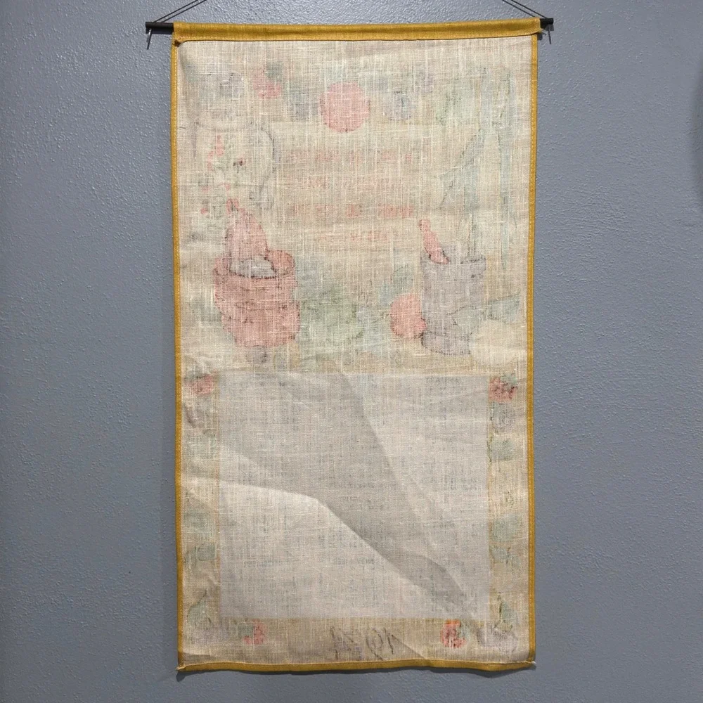 Vintage 1974 Linen Calendar Wall Hanging Harvest Fruit Kitchen Decor 16x28.5